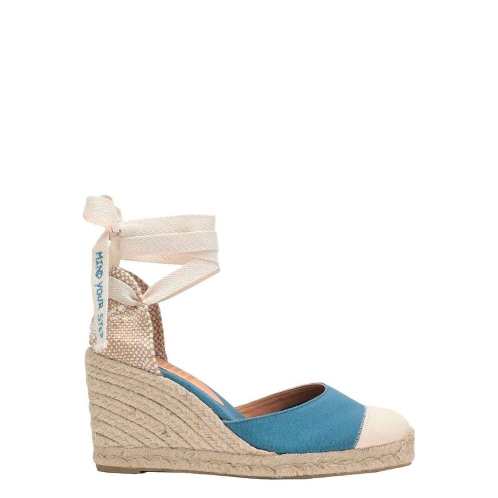 Castañer Women Blue Espardille Carina Sandals With Wedge Heel In Cotton Woman